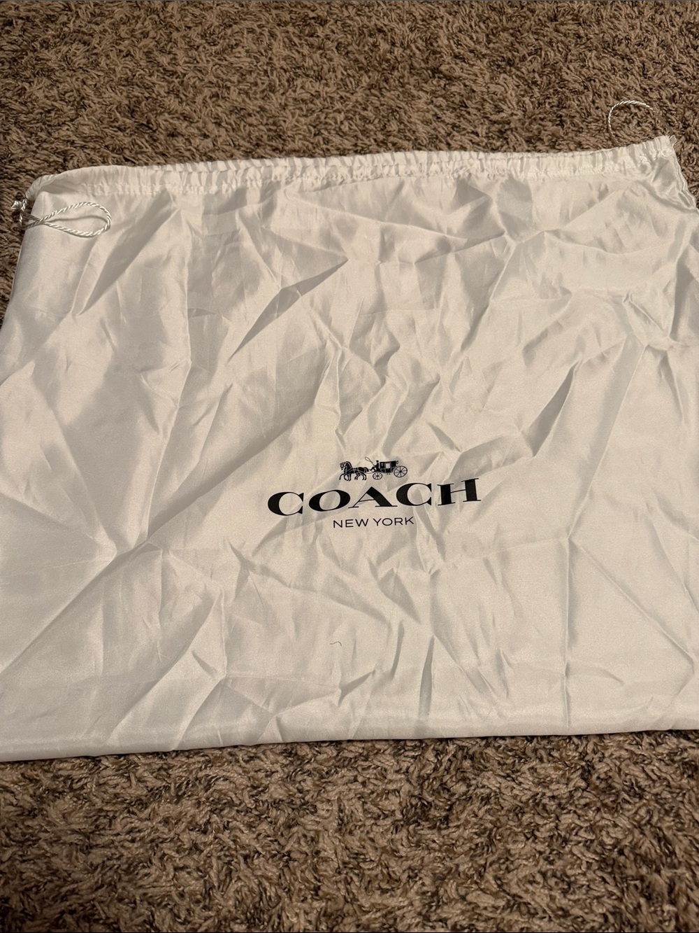 Coach White Satin Drawstring dust Bag
